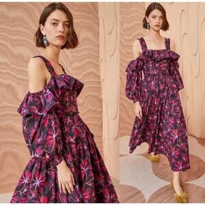 76. Ulla Johnson Caprice Dress Womens 4 Whimsigoth Fairy Boho Floral Coquette